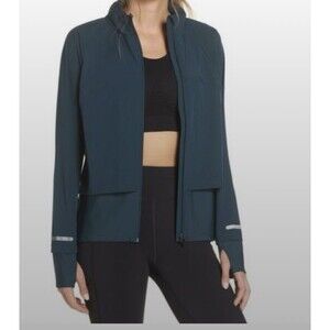 Sweaty Betty Fast Track Running Jacket Midnight Teal Full Zip Womens Sz M